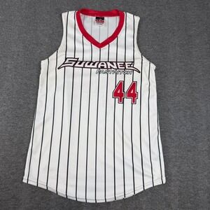 Alleson Athletic Softball Jersey Women Small White Pinstripe‎ Suwanee Fastpitch